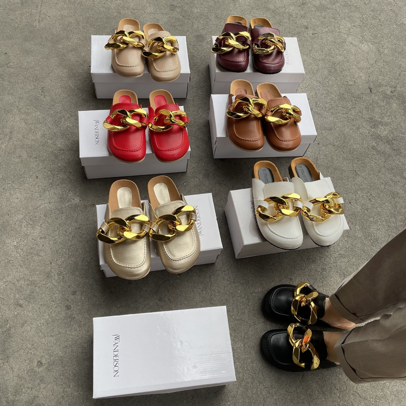 Ženski čevlji, novi Baotou, udobni ženski copati z mehkim podplatom in zlato verižico_voghion.com