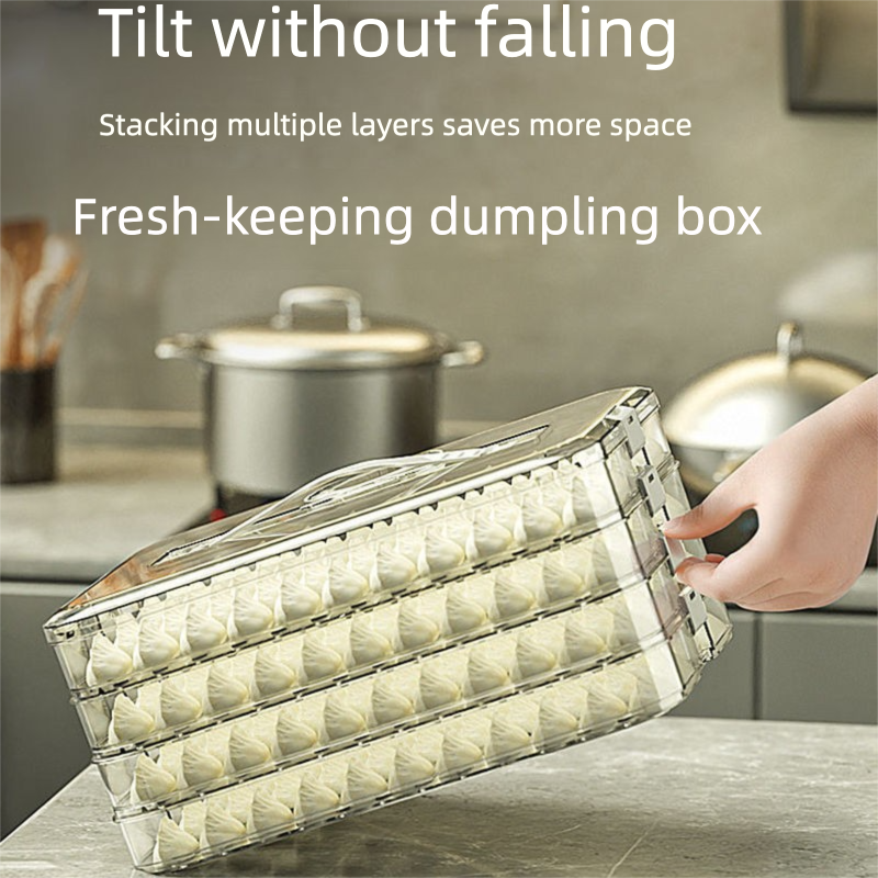 Dumpling Storage Freezer Kitchen Food Grade Timer Quick-Frozen Dumplings Wonton Refrigerator Sealed Fresh-Keeping Box_voghion.com