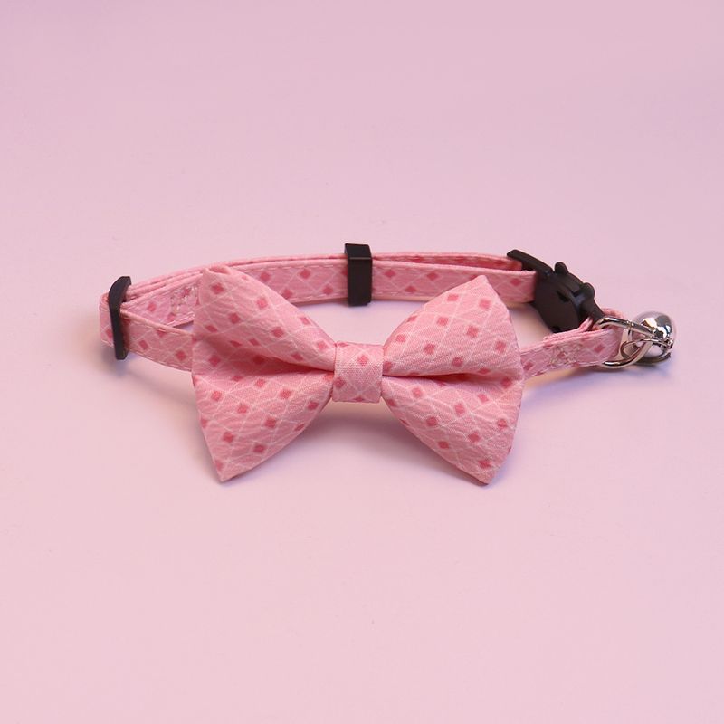 New Pet Cute Tie Plaid Bow Cat Adjustable Dog Collar_voghion.com