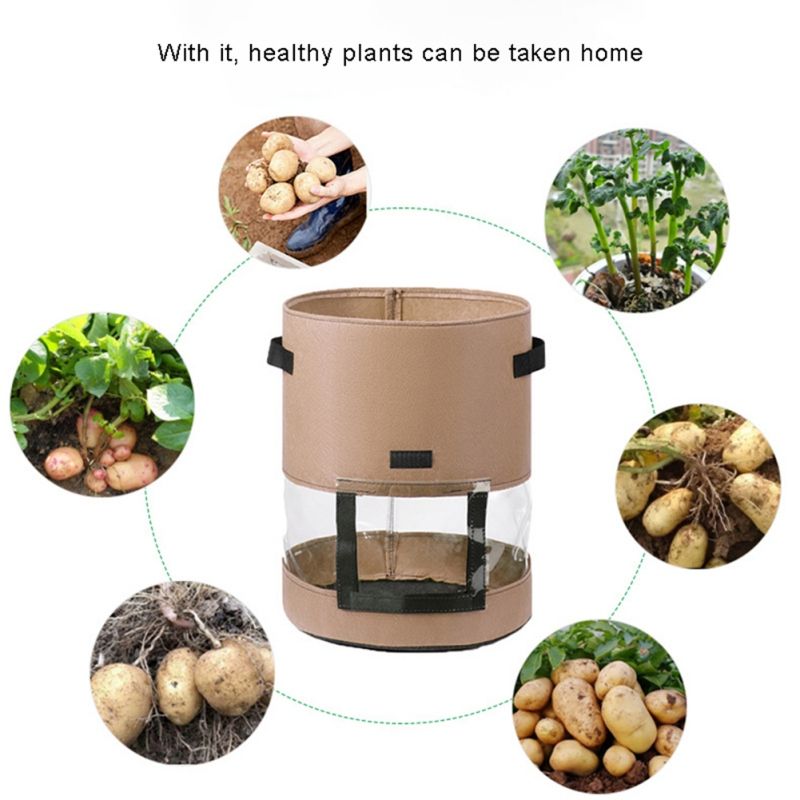 7/10 Gallonen Kartoffelanbaubeutel Filzvliesstoff Garten Kartoffeltopf Gewächshaus Gemüseanbaubeutel mit 360° Visualisierung_voghion.com