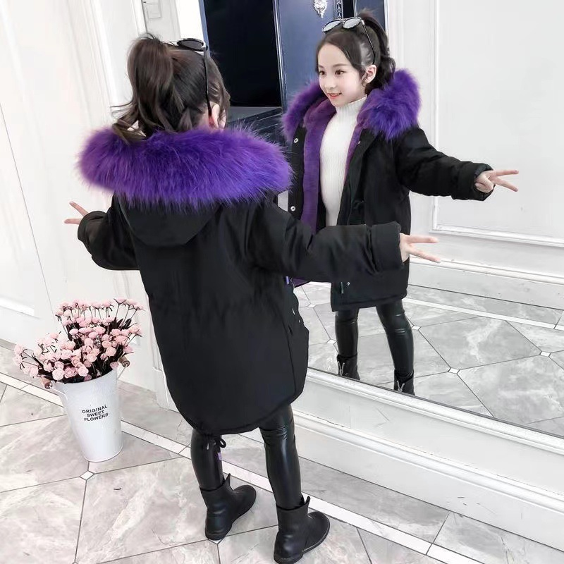 Kinderbekleidung Mädchen-Wintermantel mit wolleverdicktem Mädchen-Steppmantel zur Überwindung geschickt_voghion.com