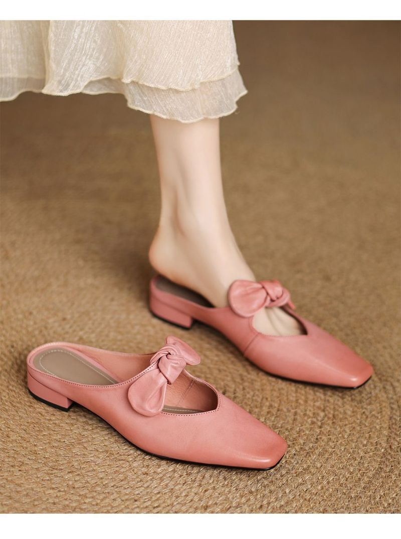 New Versatile 2025 Baotou Sandals Summer Outerwear With Hollow Bow Half For Women's Flat Slippers_voghion.com