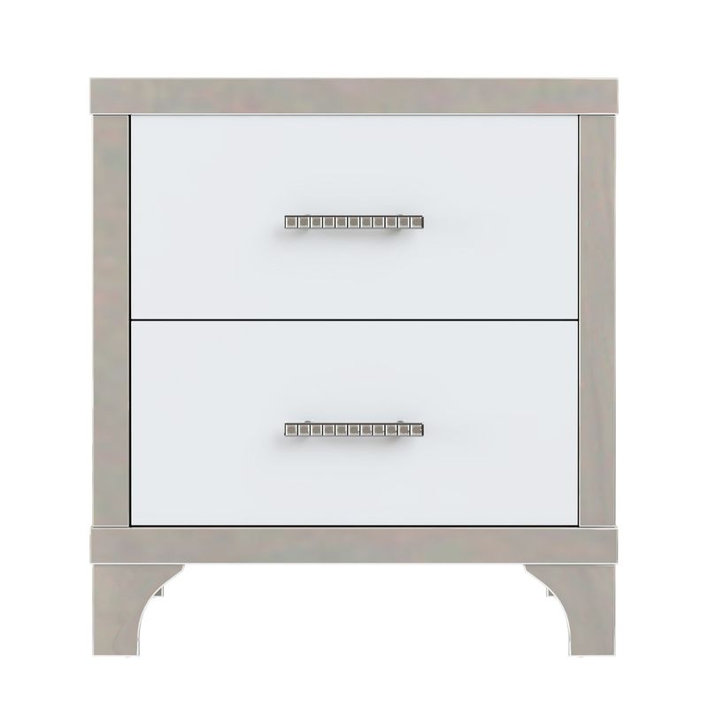 Elegant High Gloss Nightstand With Metal Handle,Mirrored Bedside Table With 2 Drawers For Bedroom,Living Room_voghion.com