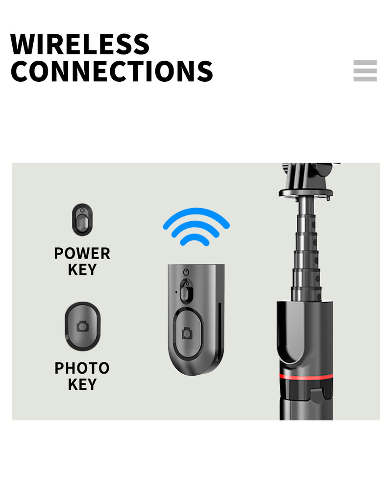 Erweiterbares Selfie-Stick-Stativ, Handy-Stativ mit kabellosem Fernbedienungsauslöser, kompatibel mit allen_voghion.com
