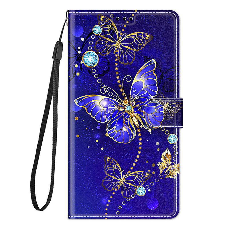 Capa tipo carteira com estampa de borboleta para Samsung Galaxy A05 A05S A15 A25 A35 A55 5G, capa traseira magnética de couro_voghion.com