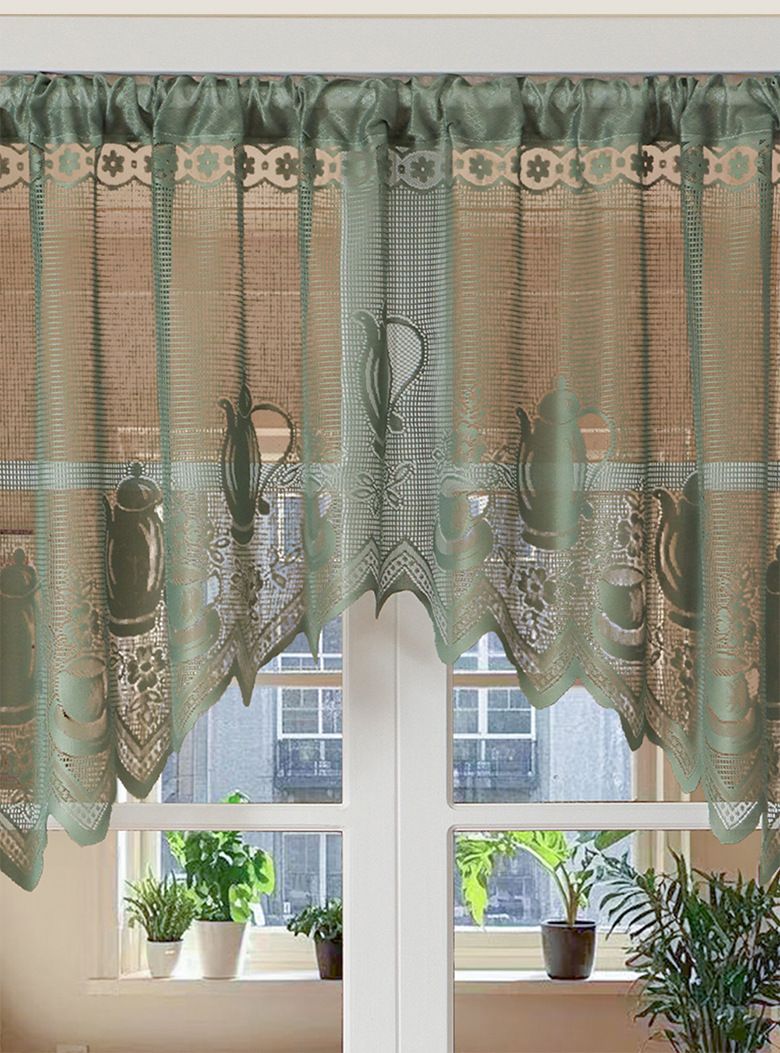 Lace Café Curtain – Polyester Sheer Panel, Dust-Proof & Decorative Partition, No-Drill Hanging (150x100cm/200x100cm, White/Pink/Green)_voghion.com