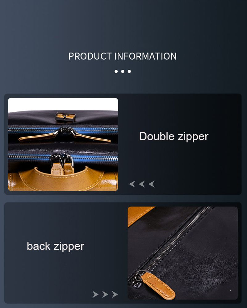 Wasserdichter Rucksack aus Leder im Modetrend, Computertasche, Unisex, mit mehreren Fächern und großem Fassungsvermögen_voghion.com