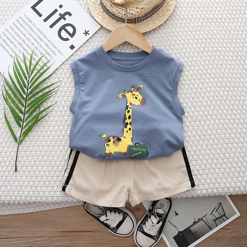 Gilet girafe pour garçon 2024 Nouvel ensemble deux pièces Pop Street à la mode pour bébé et enfant_voghion.com
