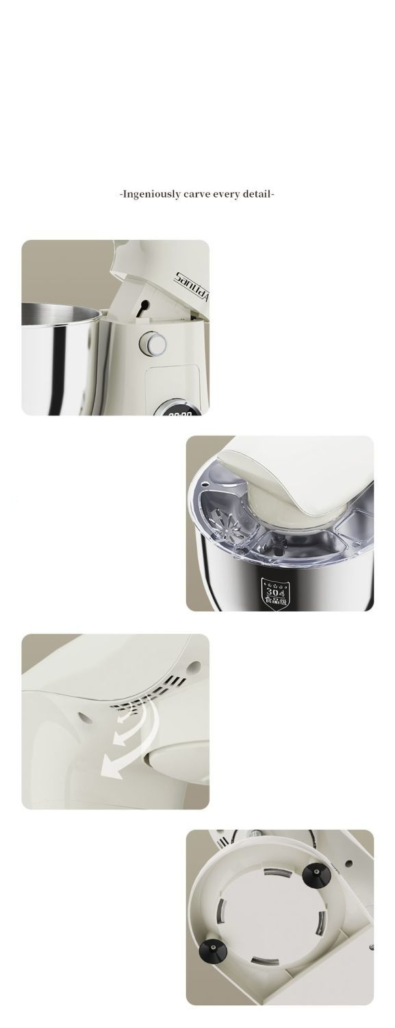 Robot pâtissier multifonction entièrement automatique Home Chef : pétrissage, crème, fouettage du lait frais, mixage de la viande_voghion.com