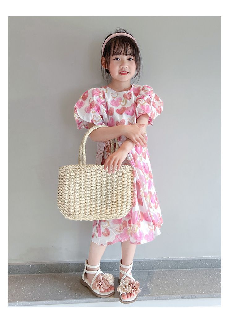 Sandali da bambina 2024, estivi, per bambini, con fiori, da principessa, per bambini grandi, con suola morbida, alti e aperti, versione coreana_voghion.com