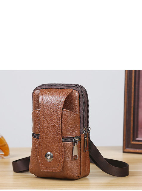 Männer Lieder Taillebeutel Grouss Kapazitéit Gürteltasch Braun Schëllertaschen Crossbody Taschen Multilayer Schnalle Handytasch Hënnertasch_voghion.com