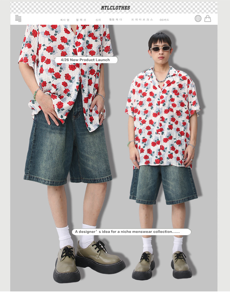 MTLCLOTHES Männerbekleedung|Männer Retro loose distressed Denim Shorts fënnef Punkt Hosen_voghion.com