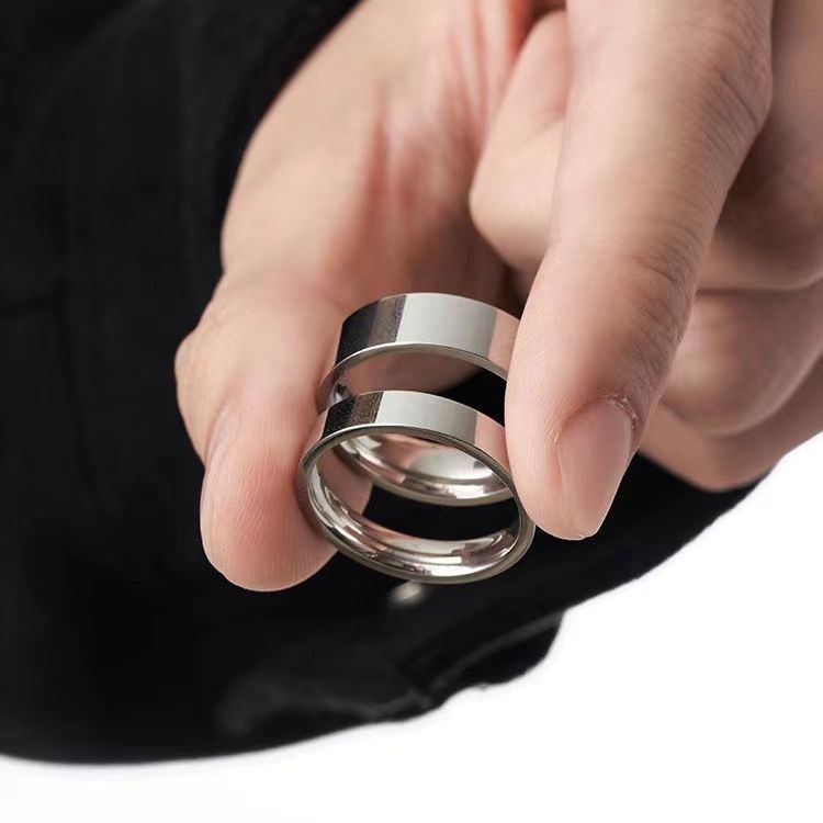 Non-Fading Personality Self-Discipline Titanium Steel Men's Plain Band Women's Minimalist Style Simple Niche Couple_voghion.com