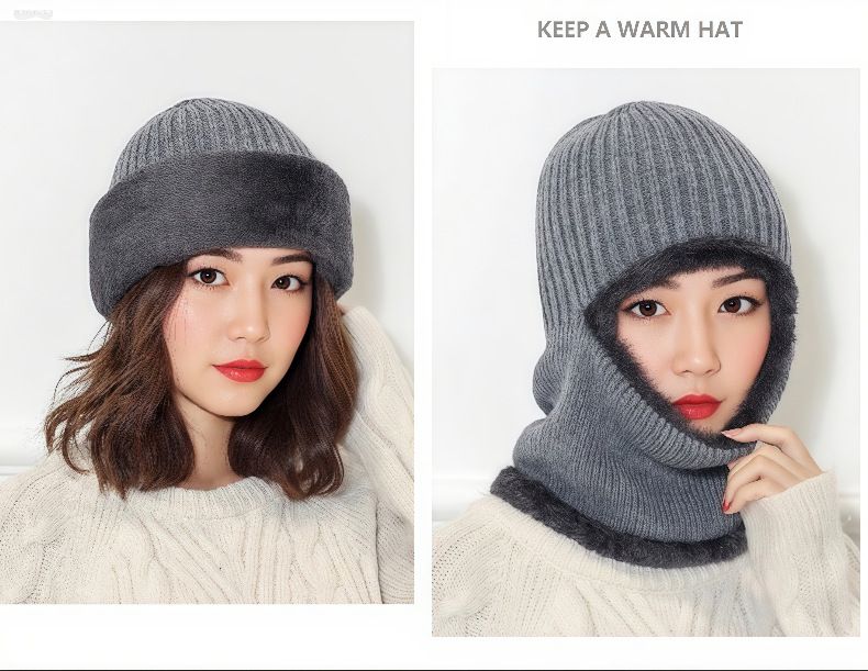 Sciarpa con cappuccio monopezzo per ciclismo autunno inverno all'aperto antivento protezione dal freddo paraorecchie pile spesso caldo cappello lavorato a maglia_voghion.com