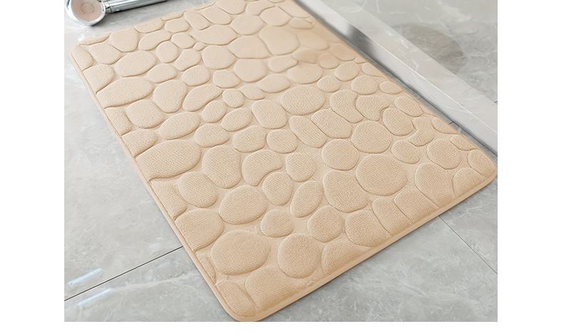 Tapis de bain à motif galets - Tapis de sol en polaire corail super absorbant pour salle de bain (antidérapant, résistant aux taches, séchage rapide, lavable en machine 24" x 16")_voghion.com