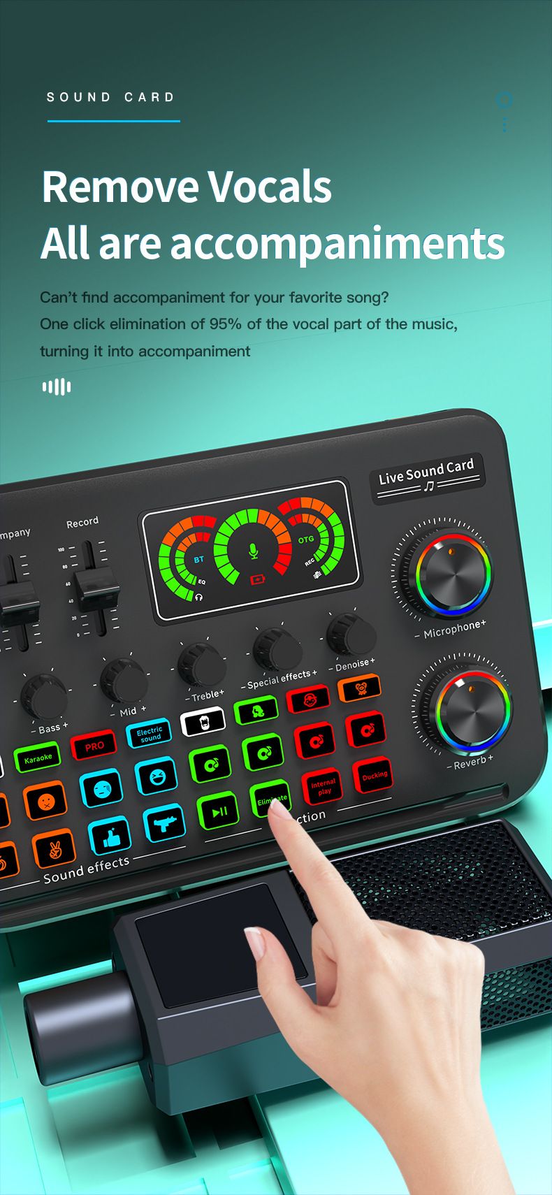 verze F999 živá karta zvukové efekty na zakázku anglické balení mikrofonu_voghion.com