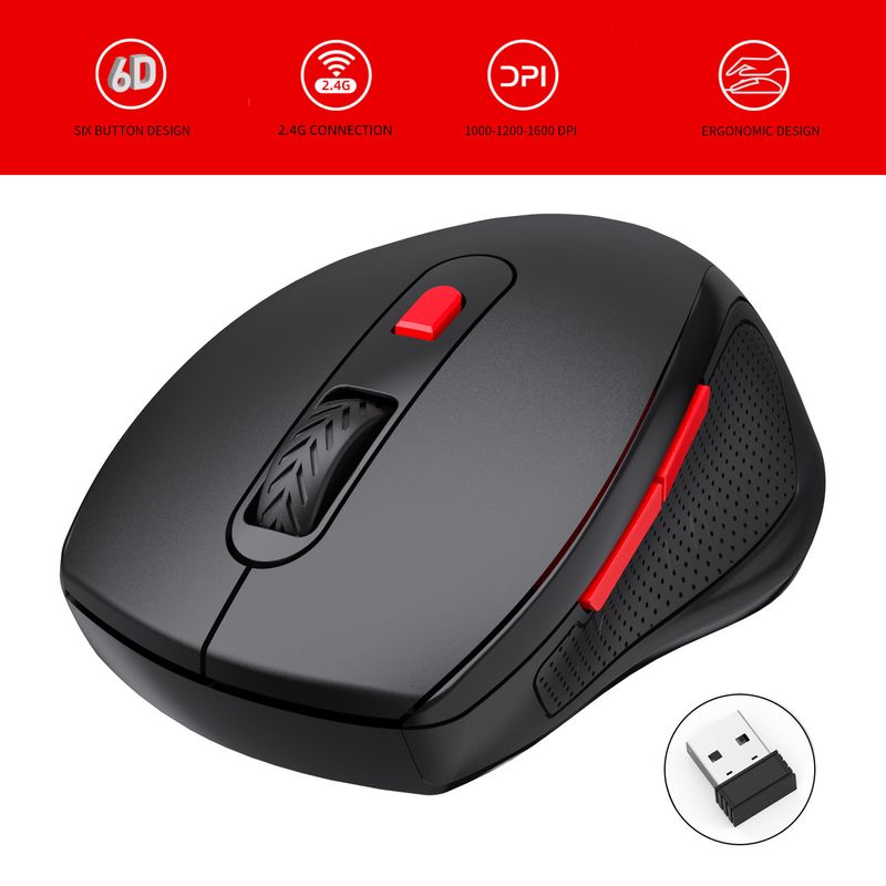Nova 2.4G brezžična zvočna pisarniška miška s 6 gumbi, ergonomski oprijem_voghion.com