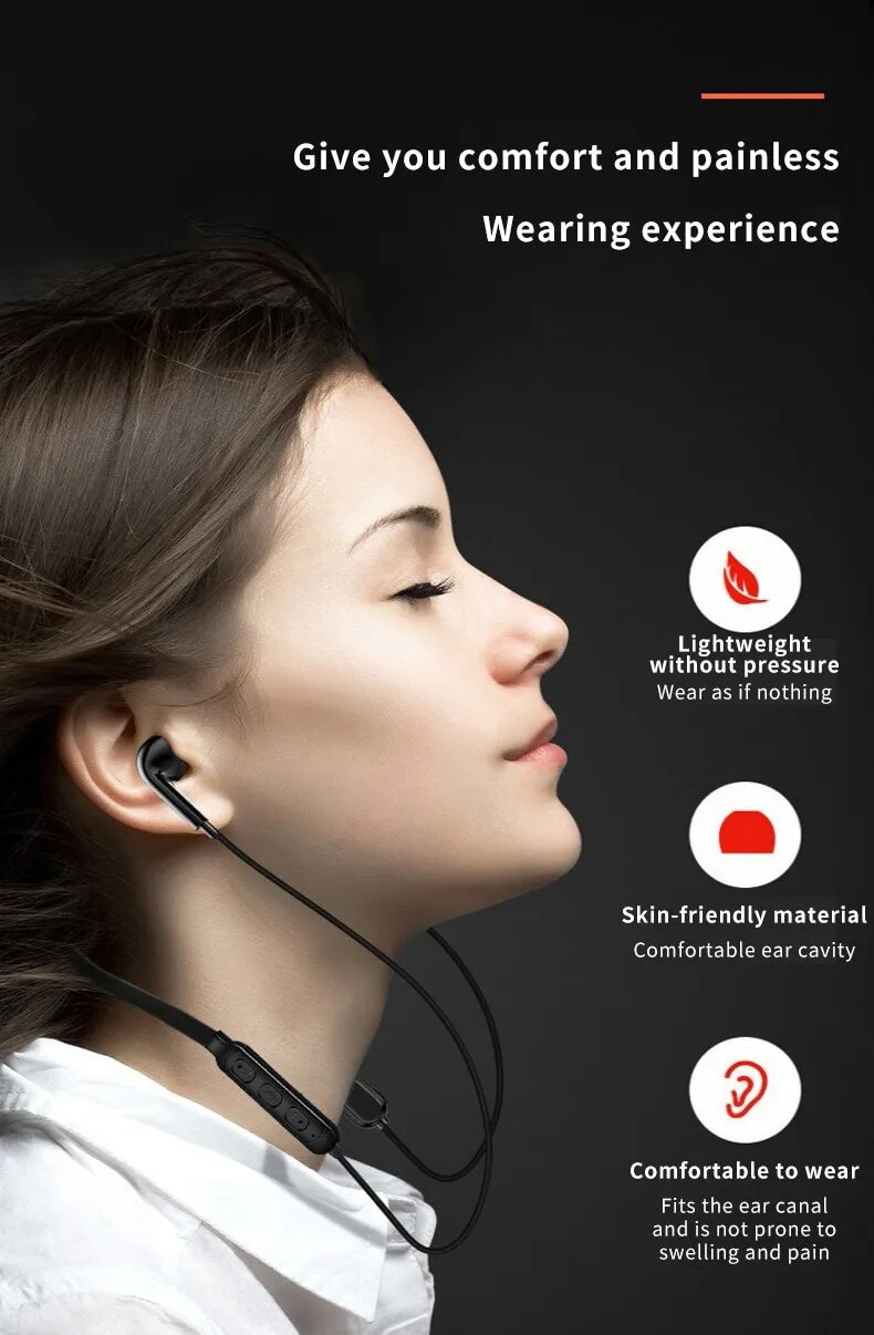 Kablosuz Bluetooth Boyun Askılı Stereo Gürültü Azaltma Evrensel 5.0 Spor Kulaklık Mikrofonu_voghion.com