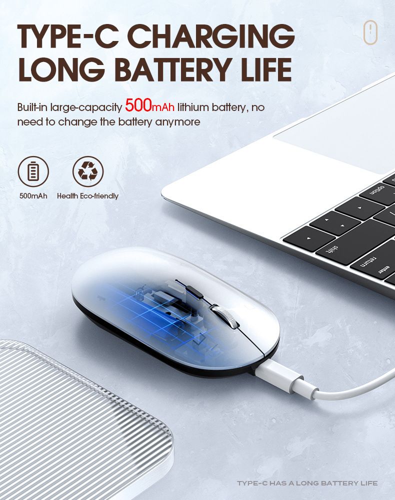 Kablosuz Sessiz Fare - Bluetooth ve 2.4G Çift Mod, 1600 DPI, 4 Yönlü Kaydırma, Dizüstü Bilgisayar/Ofis İçin Şarj Edilebilir Ergonomik Fare_voghion.com