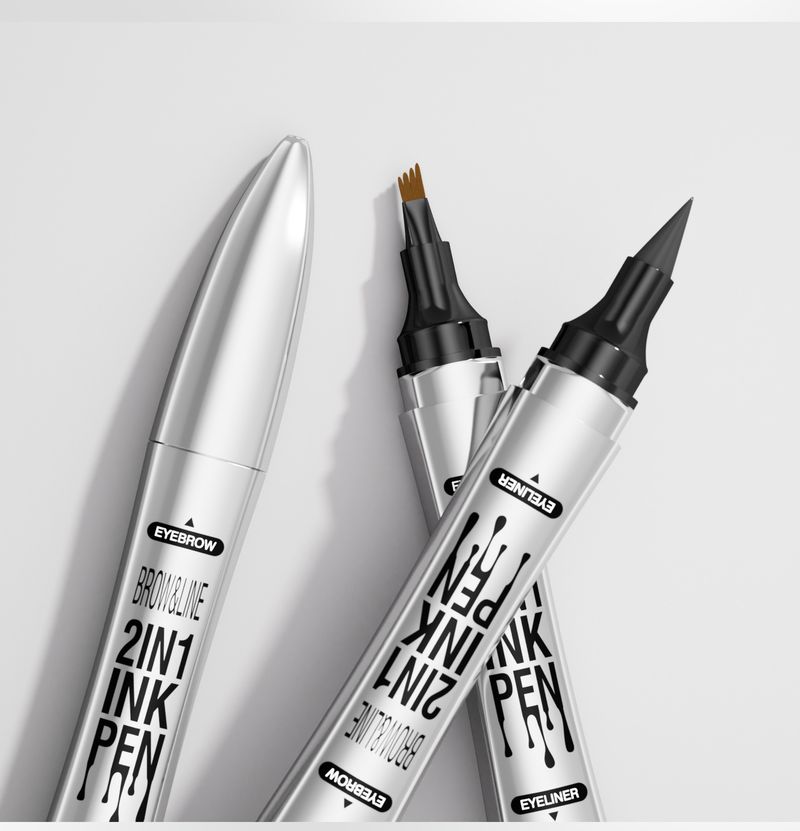 Double Headed Four Pronged Liquid Eyebrow Pencil Eyeliner Quick Drying Waterproof Eyebrow Pencil_voghion.com