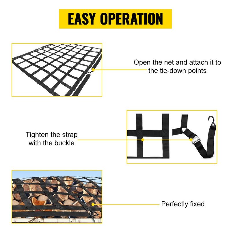 VEVOR 3.5'x 4.1' Cargo Net With S-Hooks, Truck Bed Cargo Net Heavy Duty Cargo Nets Capacity 1100LBS For Pickup Trucks (42" X 50")_voghion.com
