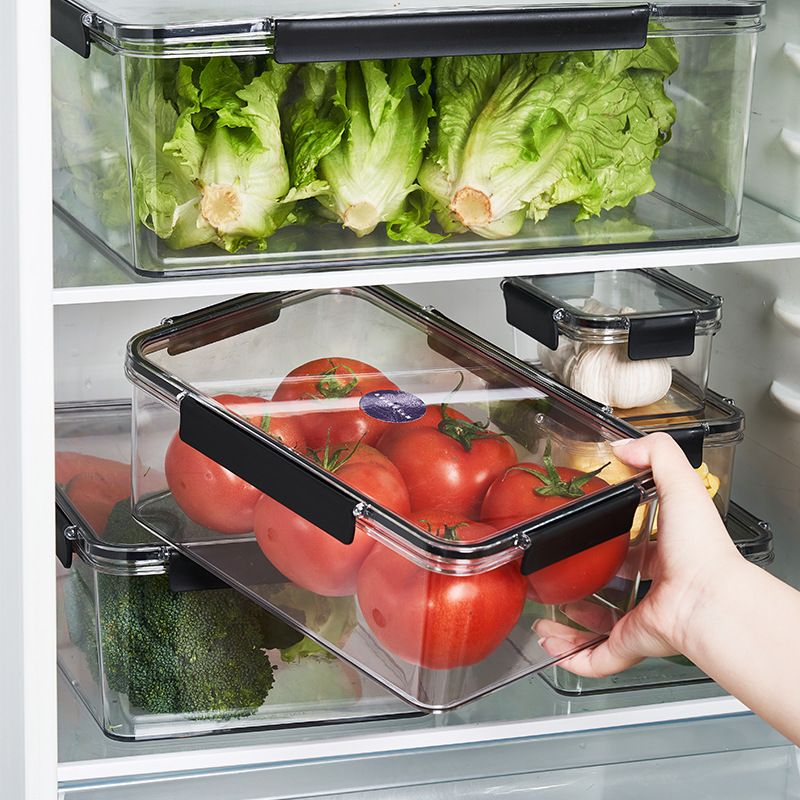 Boîte de conservation rectangulaire transparente en plastique pour fruits et légumes, idéale pour conserver la fraîcheur au réfrigérateur ou au congélateur._voghion.com