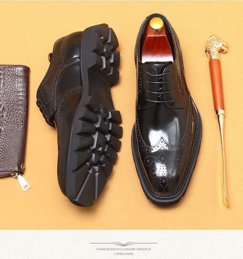 Erste Schicht Rindsleder Business Casual Herrenschuhe Britischer Stil geschnitzte Brogue Karree Doppelboden Außenhandel Abendgarderobe helle Lederschuhe_voghion.com