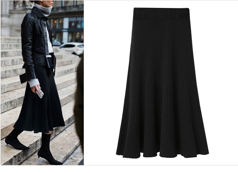 Jupe tricotée taille haute pour femmes, mode féminine_voghion.com