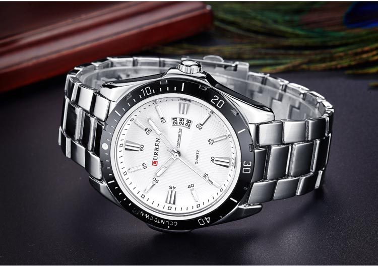 Reloj de cuarzo resistente al agua con banda de acero y calendario de moda CURREN Carryon 8110 para hombre_voghion.com