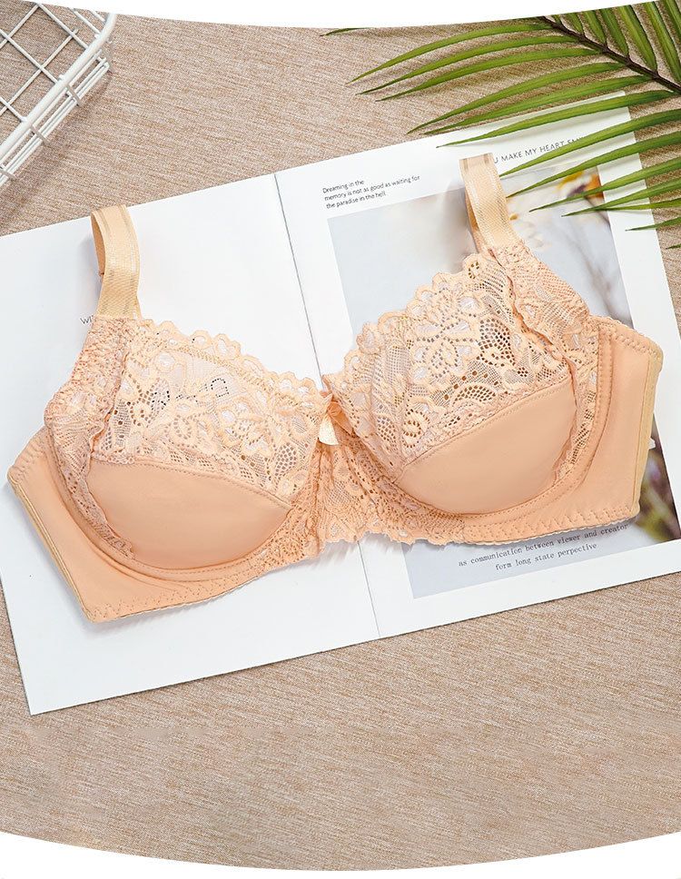 Women Plus Size Lingerie Large Size Unpadded Lace Underwear Adjustable Breathable Comfortable Underwire Bra_voghion.com