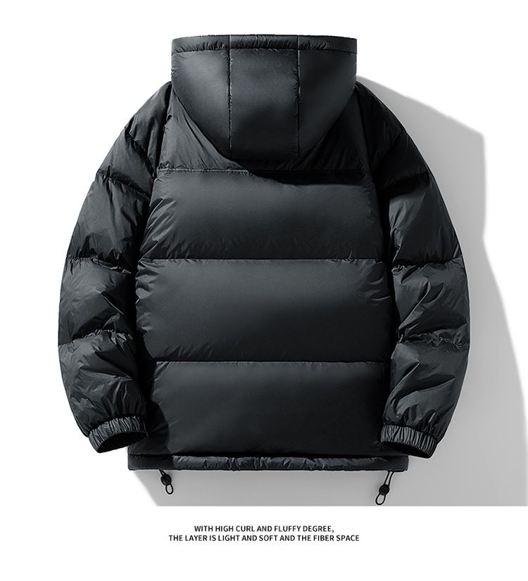 Giacca invernale in piumino d'oca bianca da uomo con cappuccio, da uomo, calda e versatile, con colori a contrasto._voghion.com