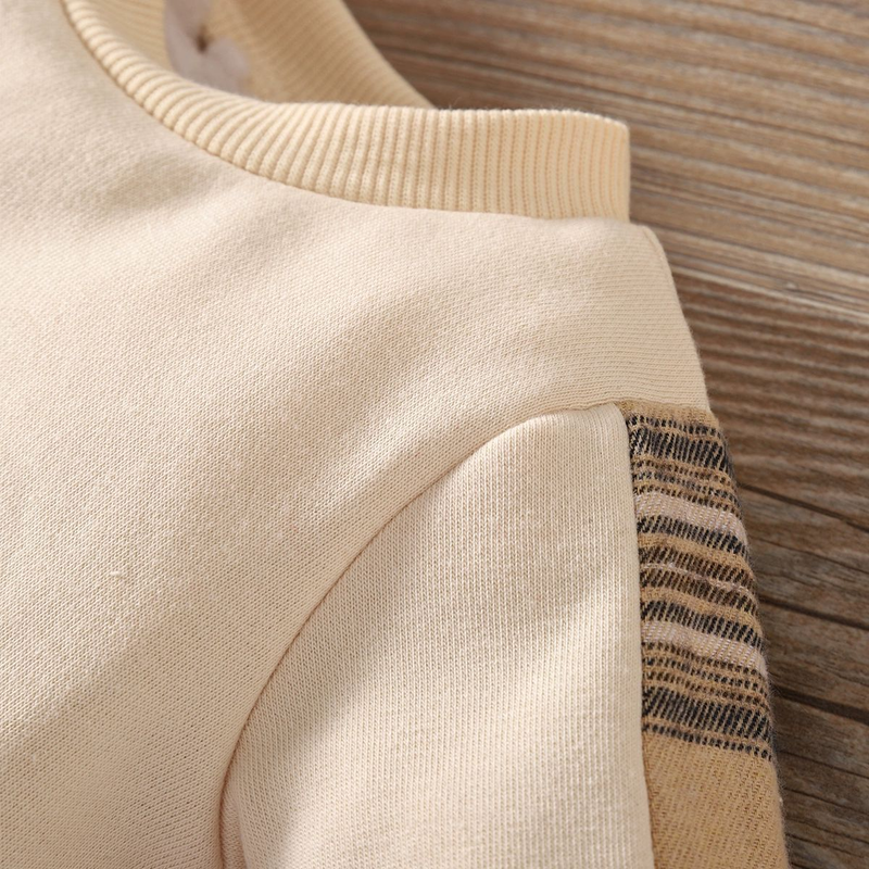Mother & Kids INS newborn baby boy spring and autumn plaid patch bear long-sleeved openable one-piece rompers_voghion.com