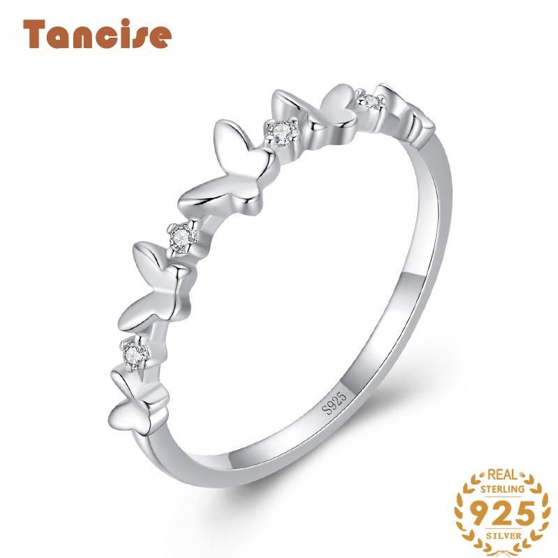 Tancise Classic Zircon Silver Ring Ladies Jewelry Wedding Promise Party Gift_voghion.com