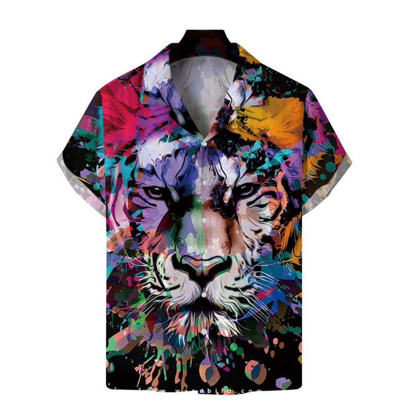 Man's clothing Dazzle oil painting style digital printing men and women couples fashion short-sleeved shirt T-shirt_voghion.com
