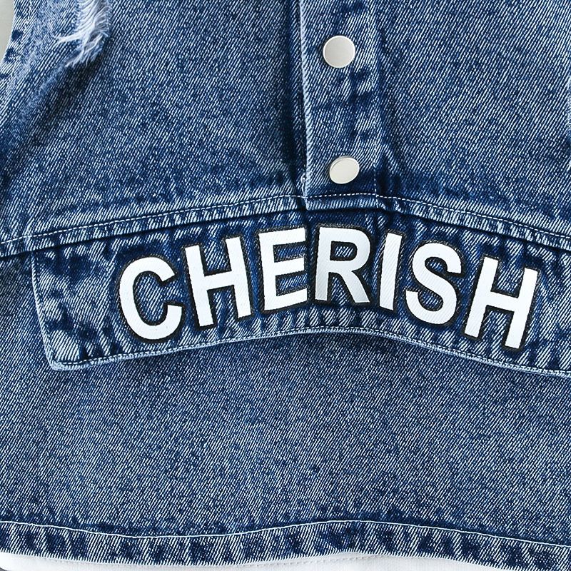 Haine pentru bebeluși, primăvară, toamnă, costum rupt, jachetă din denim, vestă cu glugă, cămașă + pantaloni, set 3 piese_voghion.com