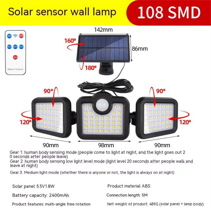 122led Solar Light With RC 2400mah Lithium Battery Outdoor Waterproof Garden Street Lamps Spotlight TG-TY07508_voghion.com