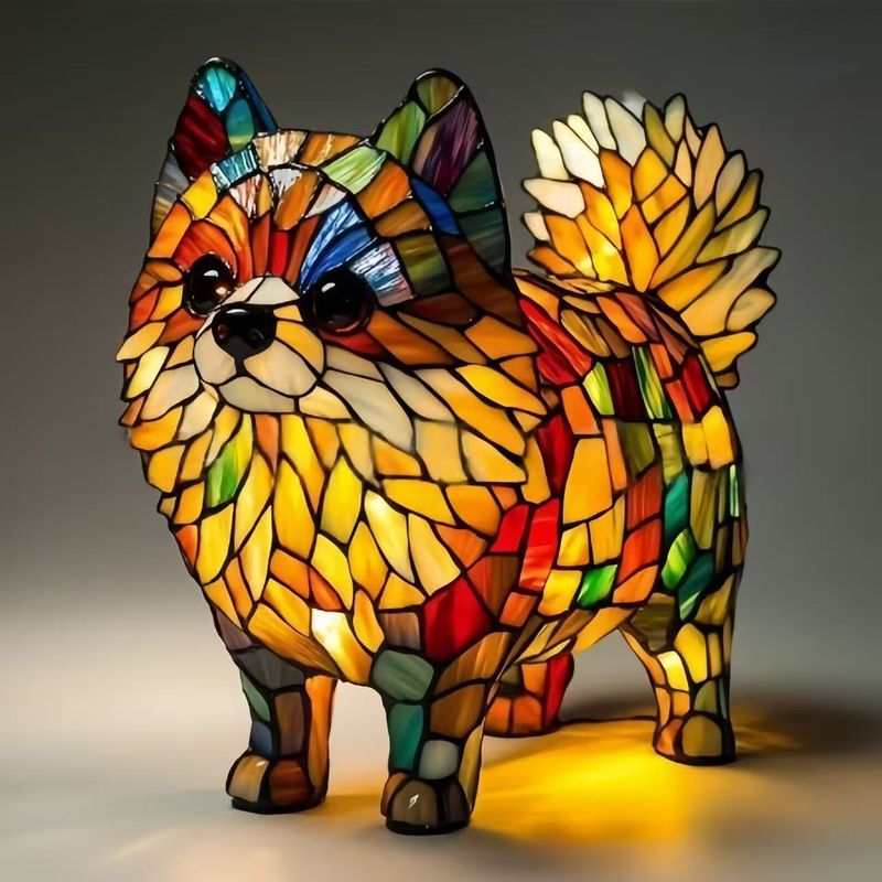 New Dog Series Resin Ornaments LED Night Light Art Animal Statue Creative Home Desktop Decoration_voghion.com