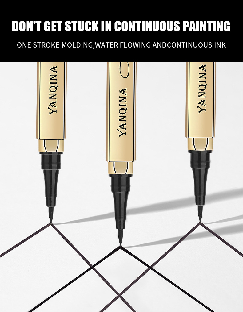 YANQINA Yanqina Tuhao Gold hold makeup without tingling big eyes, sweat proof eyeliner Liquid Pen can quickly dry and_voghion.com