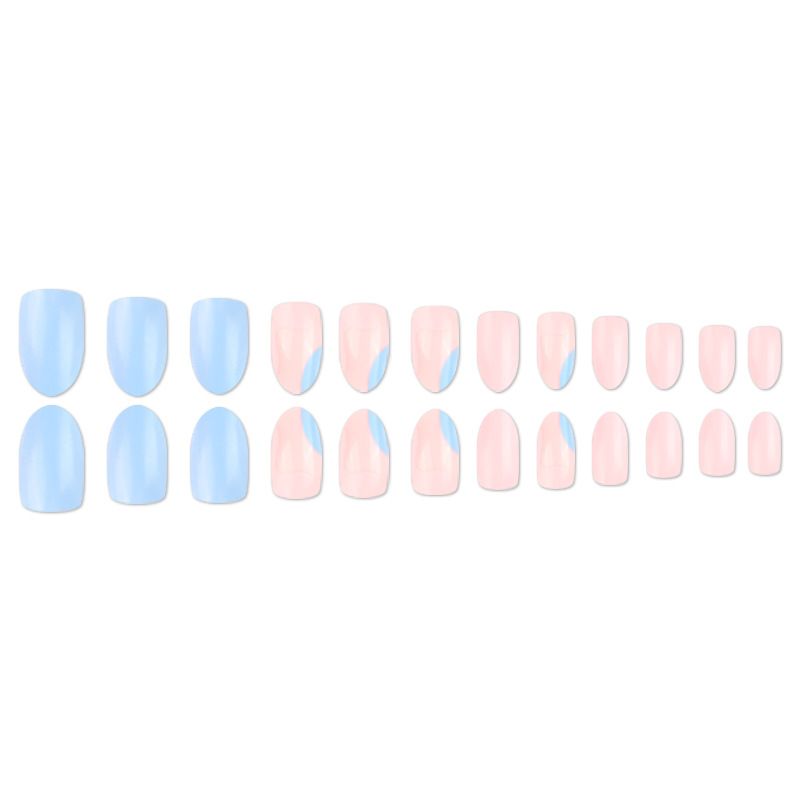 Ovales Tragen von doppelfarbigen Press-on-Nägeln, künstliche Nagelpflaster_voghion.com