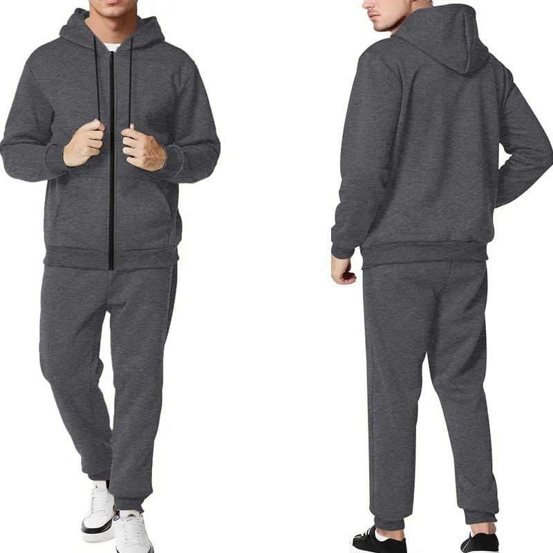 Herren-Set aus Tech-Fleece-Kapuzenpullover und Jogginghose – warmes Winter-Kapuzensweatshirt mit Reißverschluss und weich gefütterter Hose für Fitnessstudio, Laufen und Freizeit_voghion.com